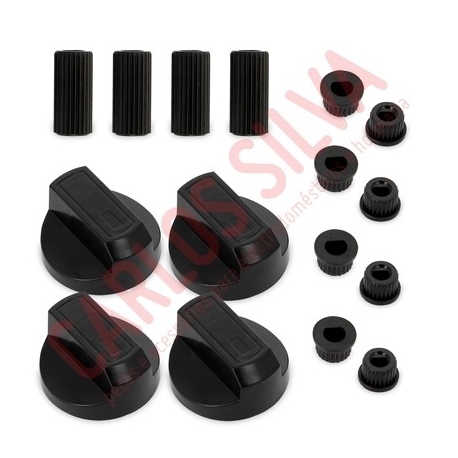 KIT 4 BOTOES P/ FOGAO UNIVERSAL ( PRETO )