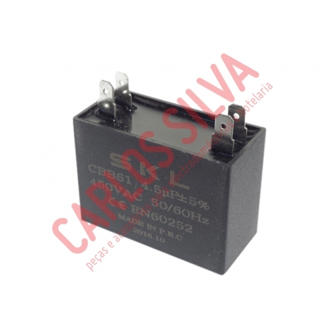 CONDENSADOR RECTAGULAR 4,5 MF C/ 4 TERMINAIS