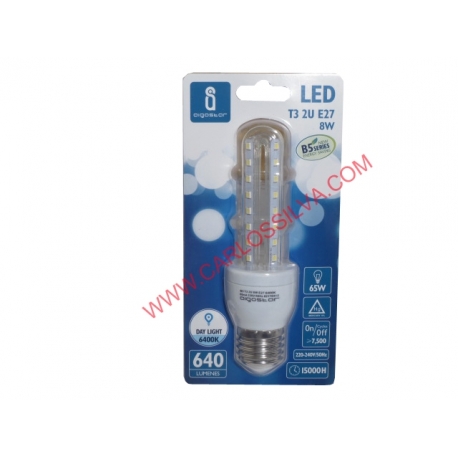 LAMPADA DE LED 8W. 230V. T3 2U B5 E27 (640 LUMEN/6400K)