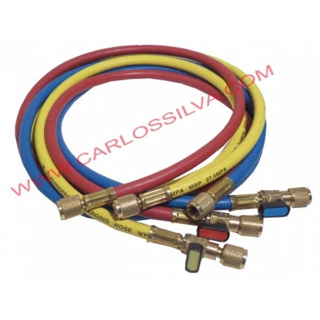 CONJ. MANGUEIRAS CARGA GAS 1/4 SAE C/TORNEIRA 1500mm