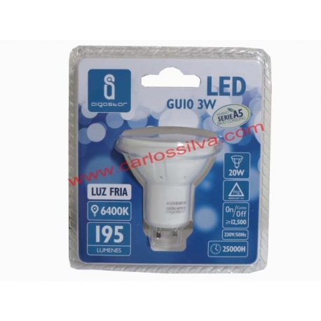 LAMPADA DE LED 3W.( 20W.) 230V. GU10 (6400K / 195 Lm.)