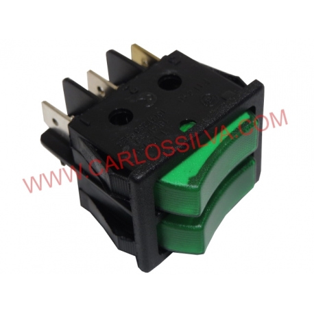 INTERRUPTOR DUPLO LUMINOSO VERDE 22X30 6C