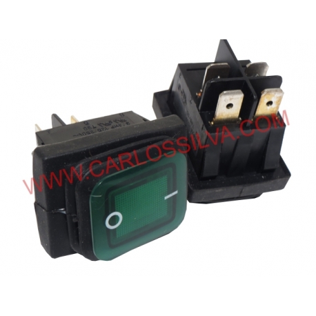 INTERRUPTOR LUMIN. VERDE C/ FOLE ( 22x30mm - 4T.)