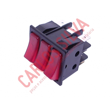 INTERRUPTOR TRIPLO 35X30 TECLAS LUMIN. VERM. (9 T)